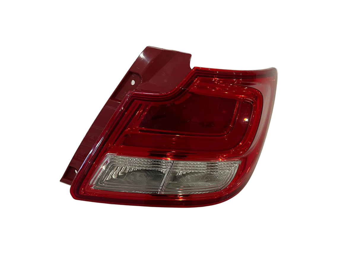 Red car tail light on a white background