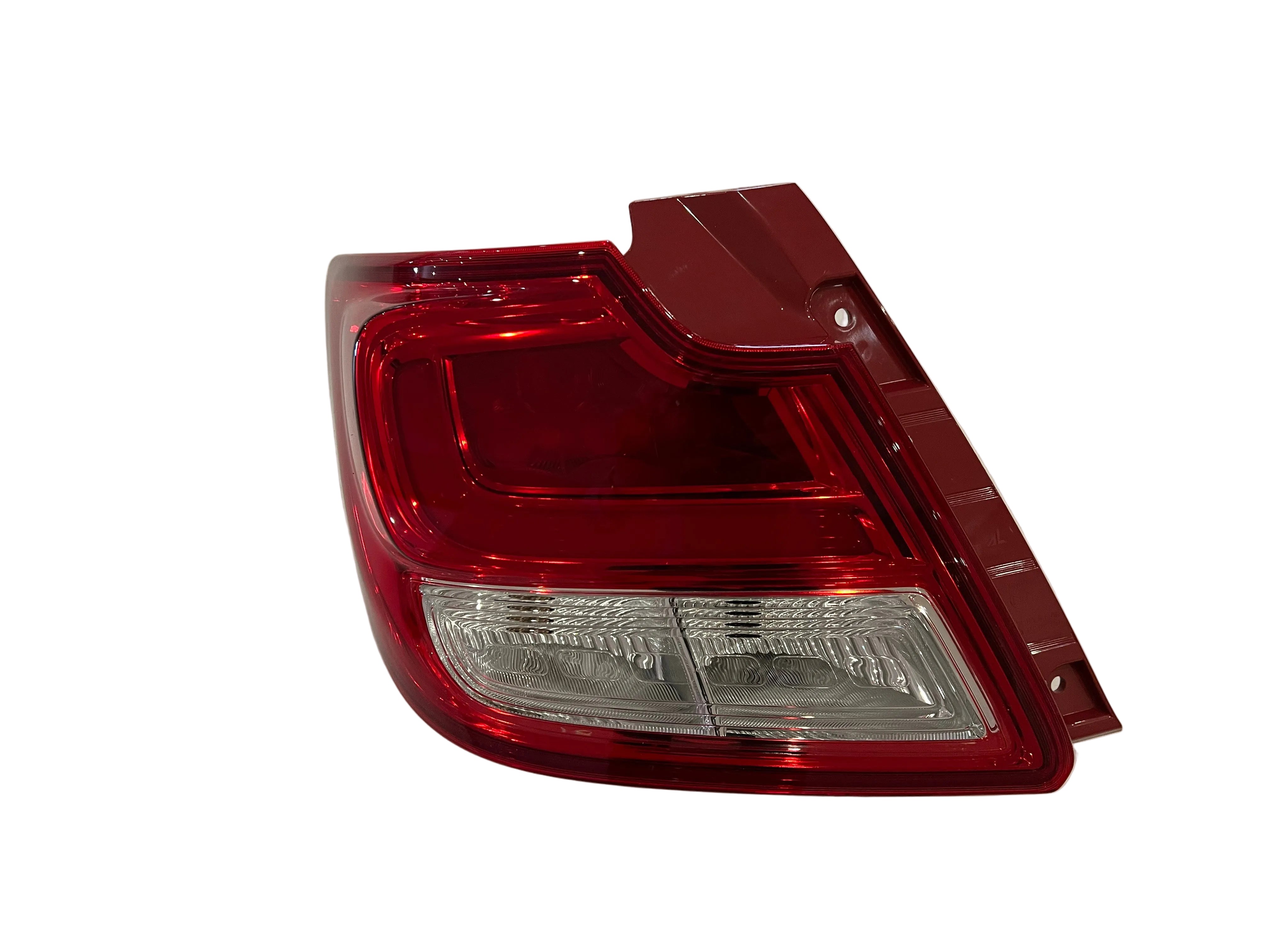 Red car tail light on a white background